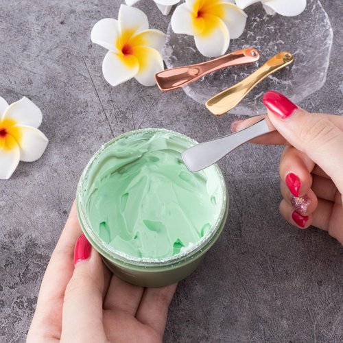 CustomyLife 3 Pcs Facial Spatula Sticks Mini Metal Makeup Spatulas Tiny Skincare Cosmetic Spoons Reusable Face Eye Cream Lotion Applicator Tools Facial Massage Sticks for Women Girls