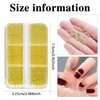 XEAOHESY 2 Boxes Nail Art Beads Gold Silver Mini Metal Nail Caviar Beads with 3 Sizes（0.5mm/0.8mm/1mm） Gold Silver Nail Charms for Women Girls Nail Decorations with Rhinestone Pickup Pen and Tweezers