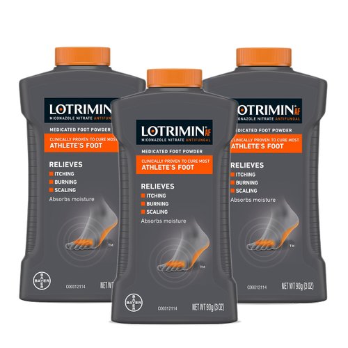 Lotrimin AF Athlete's Foot Antifungal Powder, Miconazole Nitrate 2% Treatment, Clinically Proven Effective Antifungal Treatment of Most AF, Jock Itch and Ringworm, 3 Ounces Bottle (Pack of 3)