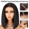 Bob Wig Human Hair 13x4 HD Lace Front Wigs Human Hair 180% Density Short Straight Bob Human Hair Wigs for Black Women Pre Plucked Glueless Frontal Lace Wigs Natural Black 12 inch