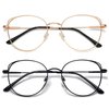 ANDWOOD Blue Light Blocking Glasses Women Cat Eye Computer Eyeglasses Metal Frame Hipster 2 Pack Rose Gold Black