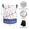 Pet Cat Dog Paw Personalized Freestanding Laundry Hamper, Custom Waterproof Collapsible Drawstring Basket Storage Bins with Handle for Clothes