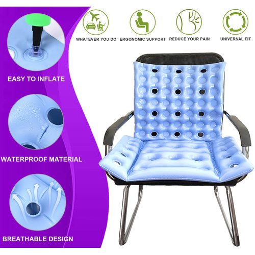Inflatable Seat Cushion Anti-Decubitus Wheelchair Cushion, Breathable Backrest Air Cushion Bed Sore Cushion for Pressure Sores Pain Relief - Portable Travel Seat Cushion for Airplane/Car/Office