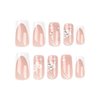 Mkwntg French Tip Press on Nails Medium Square Fake Nails Glossy Full Cover False Nails with Butterflies Rhinestones Designs Cute White French Tip Full Cover Glue on Nails for Women Girls 24Pcs