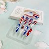 24 Pcs 4th of July Long Press on Nails Pointed Almond Fake Nails with American Flag Star Red Lips Patriotic Design Cute Acrylic Nails Full Cover Glue on Nails Independence Day False Nails for Women