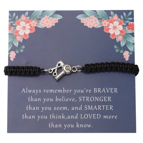 KUIYAI Hairstylist Gift Hairdresser Gift You are Braver Stronger Smarter Than You Think Bracelet Future Hairdresser Gift Hair Dryer Jewelry (HairDryerBrace-blk)