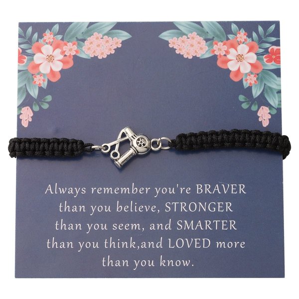 KUIYAI Hairstylist Gift Hairdresser Gift You are Braver Stronger Smarter Than You Think Bracelet Future Hairdresser Gift Hair Dryer Jewelry (HairDryerBrace-blk)