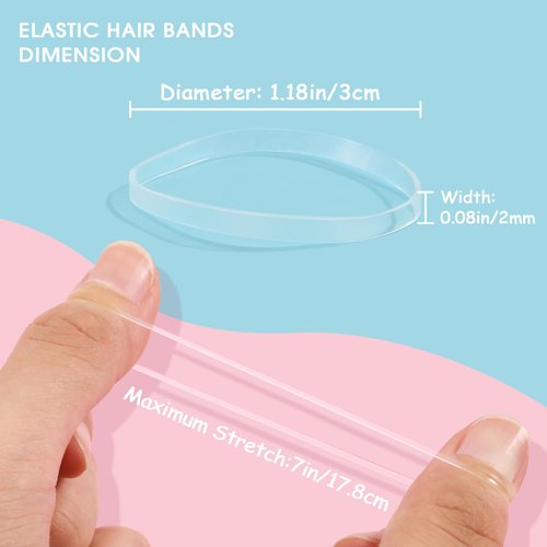 2500PCS Clear Elastic Hair Ties, Mini Hair Rubber Bands, Soft Hair Elastics for Women Girls, 30MM in Length & 2MM in Width