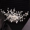 Teyglen Bridal Crystal Hair Comb Pearl Rhinestone Wedding Hair Comb for Bride Bridal Crystal Hair Pieces Rhinestone Headpieces Wedding Hair Accessories for Women Girls (Silver)