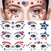 July 4th Decorations Face Tattoos Patriotic USA Flag Star Temporary Tattoos Facial Makeup Sticker for Women Kids Independence Day Red White and Blue Party Tattoos Sticker -10 Sheets