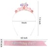 SuPoo Mermaid Birthday Decorations Pink Mermaid Crown and Birthday Sash Mermaid Tail Birthday Headband Princess Tiara Seashell Birthday Girl Crown Little Mermaid Party Decorations Outfit