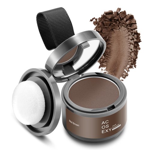 Acosexy Root Touch Up Powder, Hairline Shadow Concealer for Women's Eyebrows and Men's Beard Lines, Covers Bald Spots (Medium Brown)