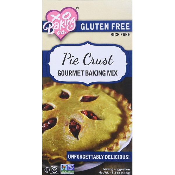 XO Baking Gluten Free Pie Crust Gourmet Baking Mix; Non-GMO; Kosher; Rice Free; Soy Free; Dairy Free; Peanut Free; No Preservatives; No Artificial Flavors or Colors, 15.3oz