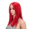 SWACC 14-Inch Short Straight Middle Part Hair Wig Medium Length Synthetic Heat Resistant Wigs for Women with Wig Cap (Red)