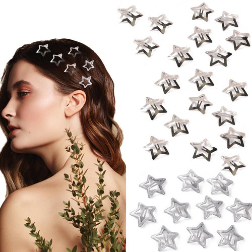 Yutniverse 30 PCS Star Hair Clips Y2K Accessories for Women 2 Colors Shiny Metal Hair Clips Non Slip Star Hair Accessories Star Barrettes for Party Christmas Snap Hair Clips for Girls
