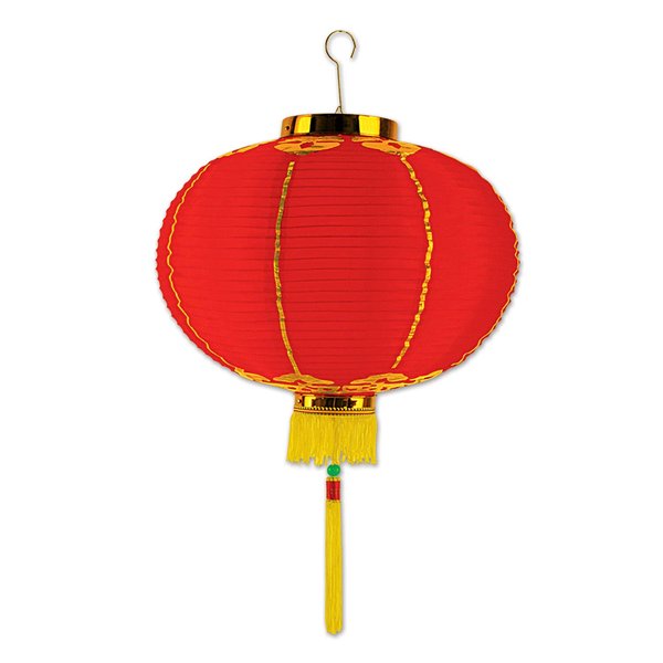 Beistle Ornamental Chinese Paper Good Luck Wishing Lantern with Tassel Asian Theme Hanging Decoration New Year’s Eve Party Supplies, Small, Red/Gold