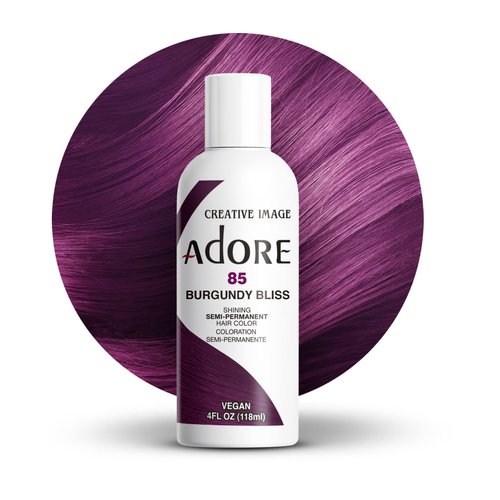 Adore Semi Permanent Hair Color - Vegan and Cruelty-Free Red Hair Dye - 4 Fl Oz - 085 Burgundy Bliss (Pack of 1)