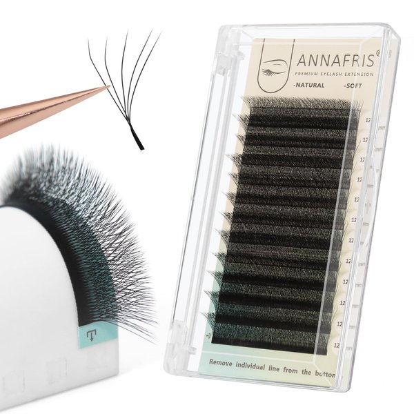 ANNAFRIS 5D Premade Fan W Shape Eyelash Extensions 0.07 D Curl 10mm Volume Self Fanning False Lashes Makeup Supplies Professional Use Lash Extension(0.07 D, 10mm)