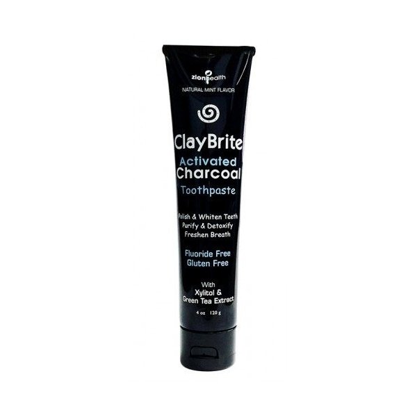 2 pack ClayBrite Activated Charcoal Toothpaste Zion Health 4 oz Paste