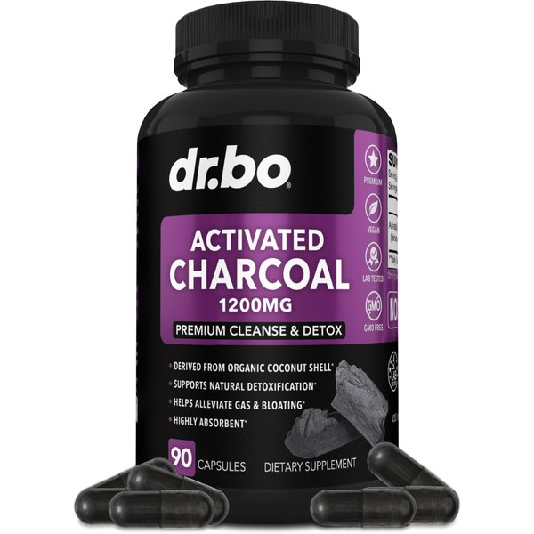Activated Charcoal Capsules Cleanse Detox - 1200mg Organic Coconut Charcoal Pills for Stomach Gas and Bloating Relief for Men Women Kids - Active Charcoal Capsules Powder Binder Supplements for Gut