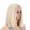 SWACC 12 Inch Short Length Straight Middle Part Hair Wig Synthetic Heat Resistant Wigs for Women with Wig Cap (Platinum Blonde)