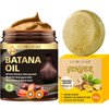 Batana Oil and 2 Pack Ginger Hair Regrowth Shampoo Bar,Natural Raw Batana Oil for Hair Growth Hair Mask Ginger Bar Shampoo,Promotes Hair Growth,Nourishes Scalp,Repair & Strengthen Dry Damaged Hair