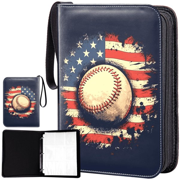 M&J GoBo Baseball Card Binder Premium Deep Blue, Baseball Card Sleeves fits Up to 900 pockets, Card Binder with Hydrophobic and Dust-Free design, Comfort Light-Effortlessly Carry Trading Card Holder