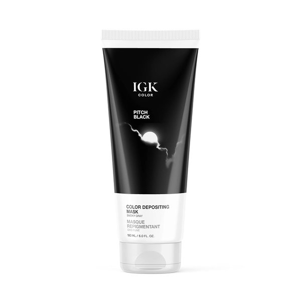 IGK Color Depositing Toner & Conditioning Hair Mask | Semi-Permanent | Hydrate + Shine | Vegan + Cruelty Free | Pitch Black