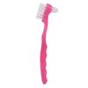 HURRISE Denture Brush, Denture Toothbrush False Teeth Brush, False Teeth Brush, Dirt Removal, Plaque Removal Ergonomic Double Sided Soft Hair Safe Portable Professional (Pink)