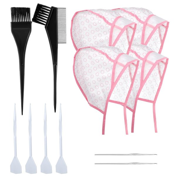 JJUNW 12 Pcs Hair Highlighting Kit, Hair Highlighting Caps, Hair Coloring Kit Highlight Cap Frosting Cap and Spatula with Crochet Hook for Dyeing, for Salon Hair Dyeing Hairdressing