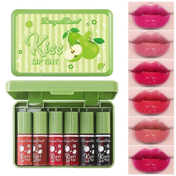 6 Colors Lip Stain Mini Liquid Lipstick,Korean Lip Gloss Moisturizing Lip Tint Makeup, Multi-use Lip and Cheek Tint, Long lasting Non-Stick Cup Lightweight, Vivid Color