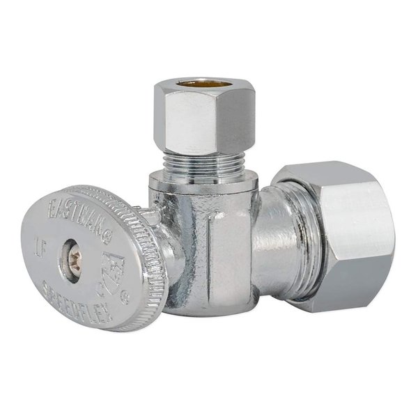 Eastman 3/8 Inch OD x 5/8 Inch OD (1/2 Inch Nom.) Quarter Turn Angle Stop Valve, Brass Plumbing Fitting, Chrome, 10738LF