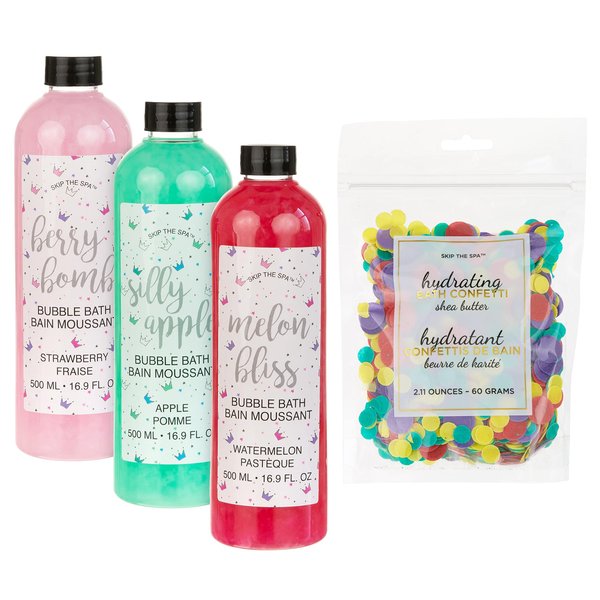 Jean Pierre Cosmetics Girls Bubble Bath Assorted, Shower Gel, Skincare Set, Bubble Bath Set, Gifts for Girls, Girls Shower Set, Home Spa for Girls (Set of 4)