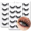 Aillen False Eye Lashes, 100% Handmade Wispy Mink Lashes Fluffy Eye Lashes Natural Look 6D Volume Fake Eyelashes Pack,Eye Lashes for Every Type of Face, 6D/01