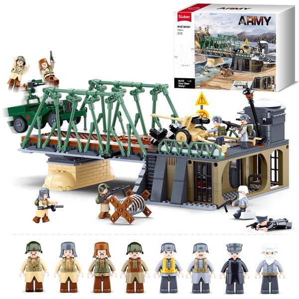 Military Base Building Toy, Army Defence Base, Military Building Set Army Toy, WW2 Model Kit for Boys, Ideal Gifts for Kids Aged 6-12 and Adults, Compatible with Lego Military Set, 769 pcs