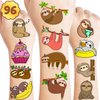 Sloth Temporary Tattoos Birthday Themed Party Supplies Favors Decorations Cute Stickers Tattoo 8 Sheets 96 PCS Gifts for Girl Kids Boys Decor Class School Reward Carnival Christmas