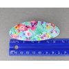 Aqua pink green barrette floral oval plastic curved hair clip 3.25 inches long 1.25 inches wide flowers