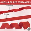 Oun Nana Crepe Paper Streamers 6 Rolls Red Streamers 2.2 Inches 738 Feet, Streamers Party Supplies DIY Crafts for Birthday, Wedding, Baby Shower, Bachelorette Party, Graduations Decorations, Red