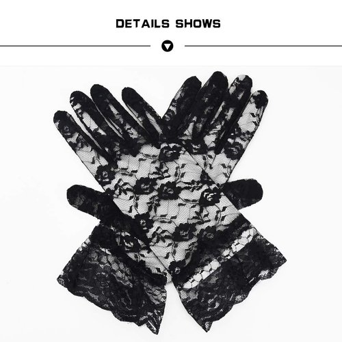 jiebor Black Lace Veil Bridal Wedding Veils Halloween Veil With Comb and Gloves