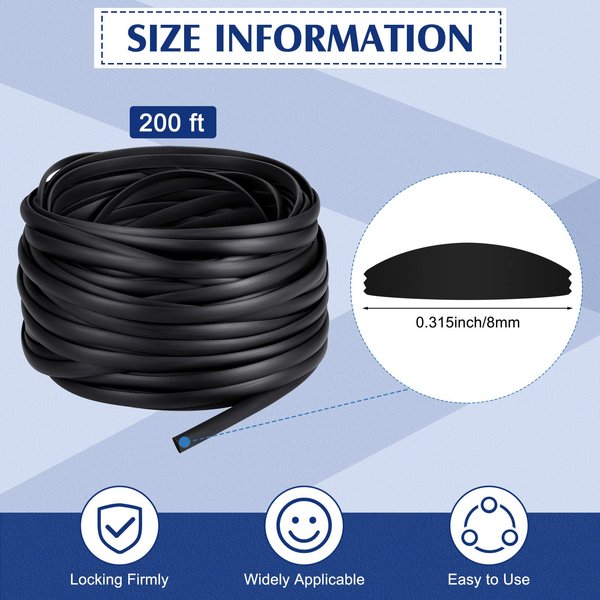 Flat Screen Spline 0.315 Width Vinyl Screen Spline Flat Bottom and Curved Top Edge Screen Spline for Replace The Glass Screen on Windows or Patio Screen Doors, 0.092" Thickness (200 ft)