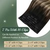 Ugeat Real Hair Etensions Clip In Human Hair Natural Black to Dark Brown Mix Caramel Brown Balayage Invisible Clip In Hair Extensions Human Hair Thick End 20 inch 7pcs 120g(105g Hair+15g Clips)
