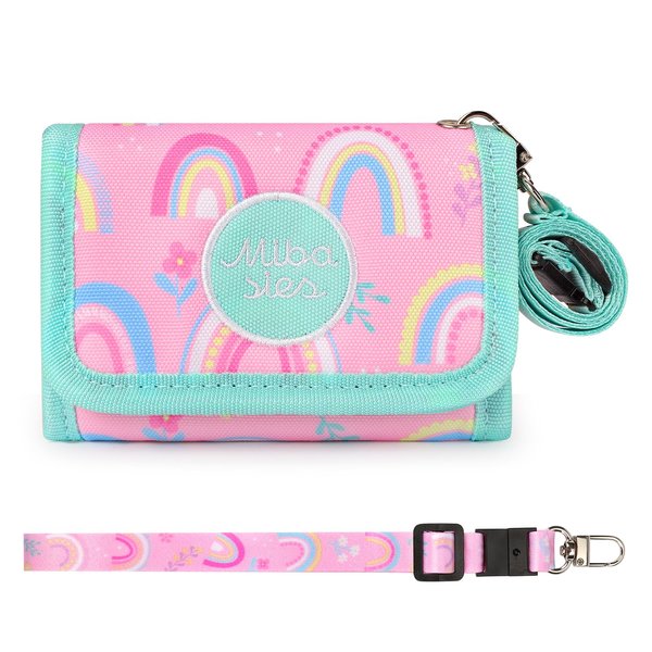 mibasies Kids Wallet for Girls age 3-8, Trifold Wallet for Girls Gifts (Rainbow)
