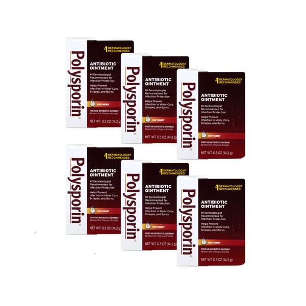 Polysporin First Aid Antibiotic Ointment 0.50 oz (6 Pack)