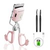 Asimebesty Heated Eyelash Curlers, Electric Lashes Curler with Comb, 2 Heated Modes with Sensing Heating Silicone Pad, Rechargeable Hot Lash Curler for Women Long Lasting Naturally Eyelashes Pink