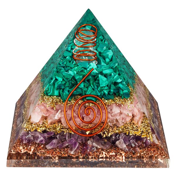 Healing Crystals Orgone Pyramid Gifts for Women, Amethyst Green Aventurine Orgonite Pyramids for Meditation, Chakra Balance, Positive Energy, Success, Handmade Home and Office Decor, Birthday Gifts