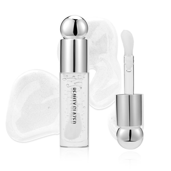 Beauty Glazed Color Variety Non-Sticky Ultra-Hydrating & Nourishing Lip Oil, Smooth Glossy Finish Luxurious Lip Glow Oil, Shiny and Vegan Tinted Lip Gloss, Big Brush Applicator (101# CRYSTAL)