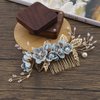 Micro Traders Wedding Bridal Hair Comb Flower Side Hair Clips Rhinestone Pearl Floral Headpiece Hair Tools Hair Accessories for Wedding Bridal Bridesmaid Blue