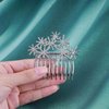 Ximdble Rhinestone Hair Comb Barrette Crystal Wedding Hair Comb Barrette Silver Cz Snowflake Bridal Headpieces Decorative Head Clip Headwear Crystal Bridal Hair Accessories for Women
