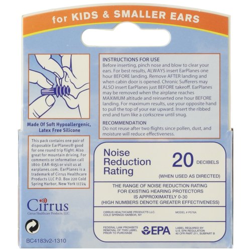 Ear Plugs - Children's Ear Protection for Airplane Travel - 2 pack