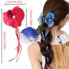 4 Pcs Artificial Flower Hair Clip With Ribbon, Simulated Butterfly Orchid Flower Bohemian Hawaiian Hairpin claw clip Headdress for Seaside Holiday, Birthday, Wedding Hair Accessories